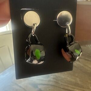 MEXICANA Black and Green Artistic Earrings
